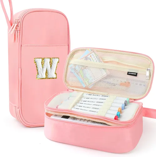 Vista 83 de Estuche Grande para Lápices, Bolsa de Lápices de Gran Capacidad, Bolsa de Lápices Personalizada con Inicial con Cremallera Suave, Múltiples