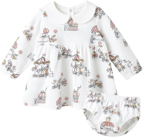 Vista 11 de pureborn Conjunto de vestido para niñas de 0 a 24 meses Estampados Florales Allover