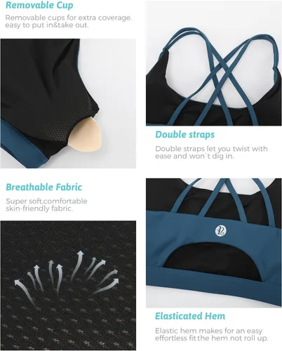 Vista 100 de Brasieres deportivos para mujer, con relleno, tipo camiseta sin mangas, sexis, con espalda cruzada, de alto impacto, largos, ideales para practicar