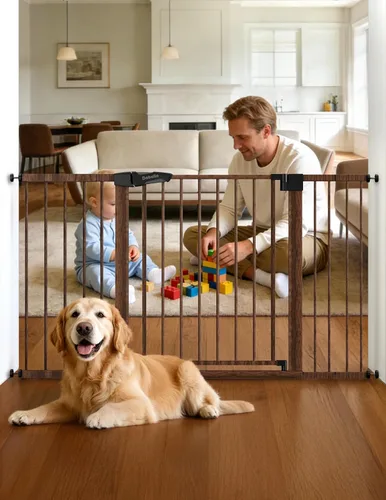 Vista 16 de Babelio - Puerta de bebé de 73-109 cm, con cierre automático, fácil de instalar, puerta de seguridad extra ancha para mascotas, Walk Thru