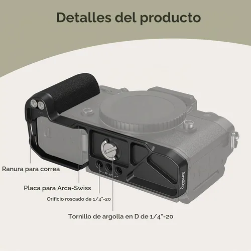 Vista 8 de SmallRig Z f Empuñadura en forma de L para Nikon con agarre ergonómico de silicona, placa de liberación rápida integrada para Arca para encender