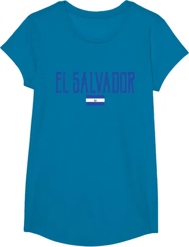 Vista 37 de Camiseta de texto azul con bandera de El Salvador, Negro, S