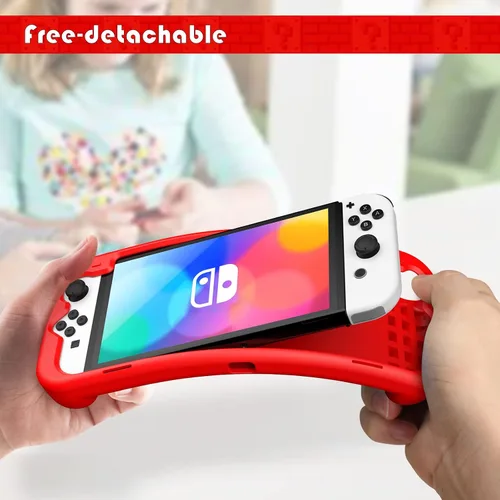 Vista 7 de KENOBEE Funda de silicona compatible con Nintendo Switch OLED modelo 2021, suave, ligera, con agarre ergonómico, con absorción de golpes y diseño
