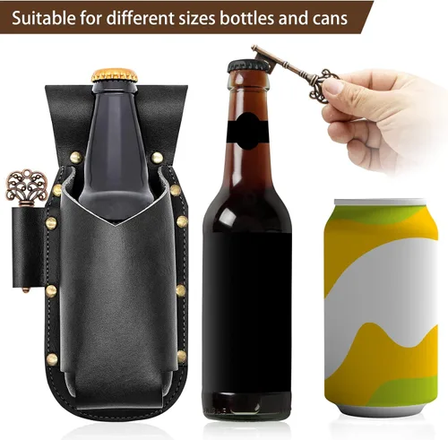 Vista 4 de Funda de cerveza, funda de cerveza para hombres, 2 piezas, abridor de botellas incluido, regalo de cerveza para hombres, fiesta, picnic, playa