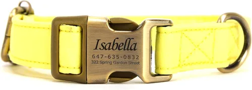 Vista 18 de Collar de perro personalizado con nombre y número de teléfono grabado, collar ajustable personalizado para cachorros, collar de algodón orgánico