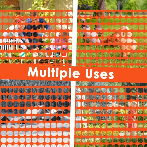 Vista 2 de Rollo de Malla de Seguridad para Jardín de 4 X 100 Pies con Bridas, Malla de Cercado de Plástico Temporal Reutilizable para Cerca de Nieve, Barrera