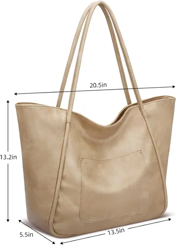 Vista 5 de Bolso grande de mano para mujer con cierre de trabajo, cartera de cuero para viajes y bolsos de KKXIU