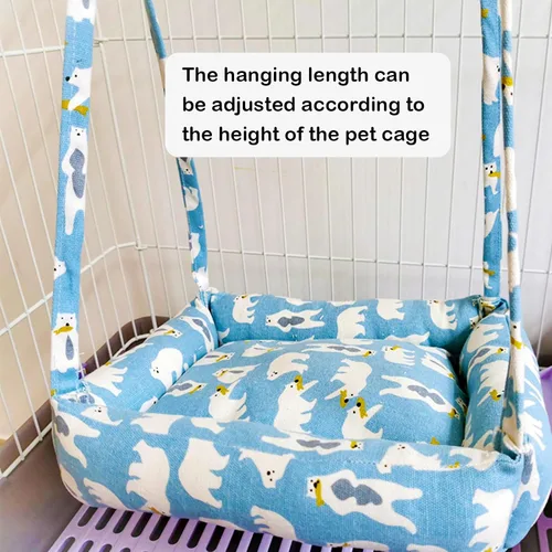 Vista 2 de Hamaca de conejo, columpio para animales pequeños, hamaca colgante con 2 almohadillas, hamaca para mascotas, columpio para conejos, cobayas