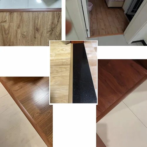 Vista 4 de KADEUX Transición de suelo cortable, umbral en forma de T, transición de madera a azulejo, tiras de conexión de espacio para pisos, ribete de PVC