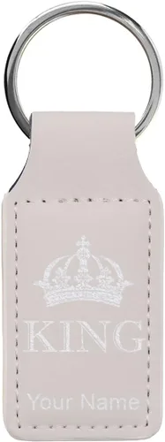 Vista 34 de Llavero rectangular, corona de rey, grabado personalizado incluido, Bambú
