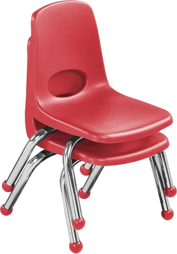 Vista 4 de FDP 15412-RD - Silla escolar apilable de 14 pulgadas con deslizadores de Rojo