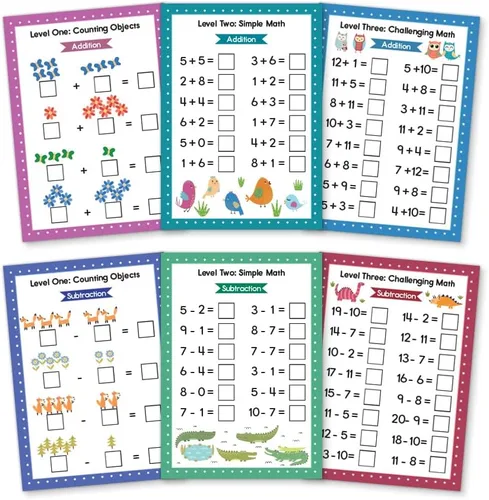 Vista 4 de Tarjetas de matemáticas de suma y resta para edades de 4 a 7 años, tarjetas