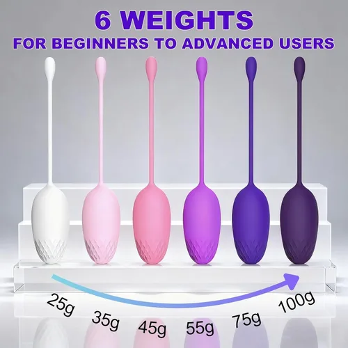 Vista 2 de Kegel - Sistema de ejercicio de pelota, entrenador muscular de suelo pélvico con 6 pesas de silicona, entrenamiento de pesas Kegel para apretar