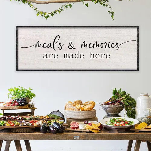 Vista 17 de LuZhiQiang Arte de pared para comedor 81,3×30,5 cm "Bless The Food Before Us" Letrero cristiano para cocina, cita familiar agradecida, cuadro grande