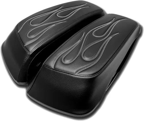 Vista 10 de 2014-2023 Fundas de tapa de alforja premium Flame para Harley Davidson Negro