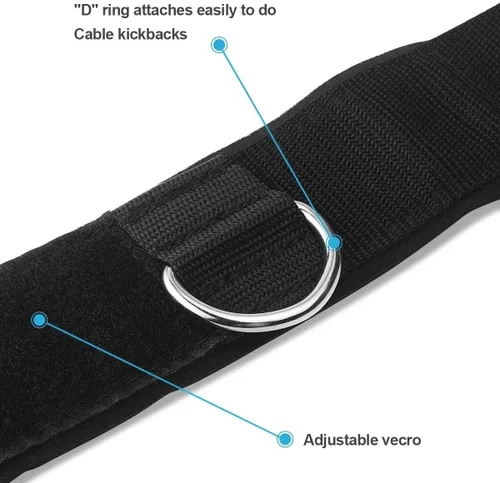 Vista 3 de Correas de tobillo acolchadas de neopreno con anillo en D, para ejercicios de alta resistencia, polea de gimnasio para máquinas de cable