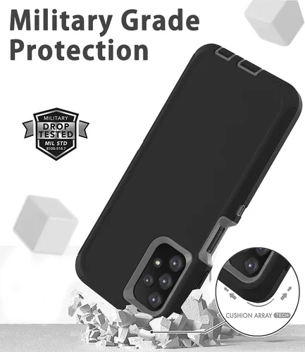 Vista 4 de Para Samsung Galaxy A32 5G Caso,Funda a prueba de golpes a prueba de polvo para iPhone Samsung Galaxy A32 5G (negro)