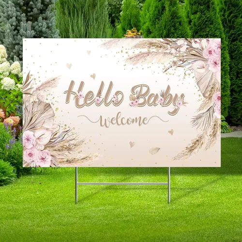 Vista 8 de Capoda Letrero de patio para baby shower con estaca Letrero de patio de revelación de género elefante azul y rosa, decoración de césped para niño