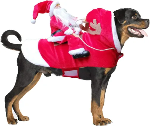 Vista 15 de BWOGUE Disfraz de Navidad de Papá Noel para perro, disfraz de cosplay para perros pequeños, medianos y grandes, gatos Chef Santa Claus