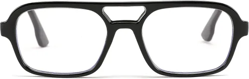 Vista 2 de FEISEDY Gafas de lectura retro cuadradas con bloqueo de luz azul para mujeres y hombres de los años 70, anteojos planos de aviador antifatiga
