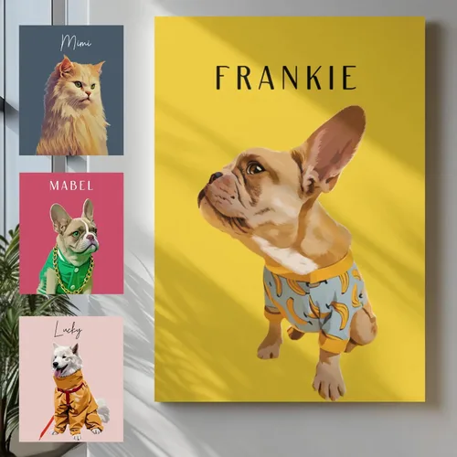 Vista 14 de Giantbighands Póster Personalizado de Perro en Lienzo Decorativo con Foto - Regalos Personalizados Para Amantes de Mascotas, Lienzo Conmemorativo