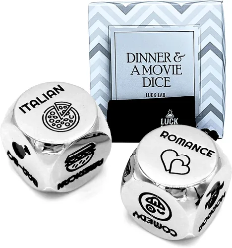Vista 7 de Luck Lab Dados de noche de cita, Decisor de actividades y juego para Cena, película y decidentes de actividades para parejas; juegos de metal