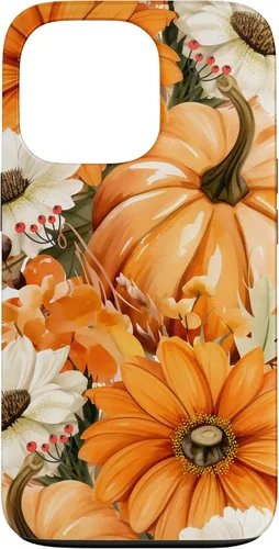 Vista 10 de Funda con temática de otoño para iPhone 16, diseño de calabaza, niña, mujer, diseño vintage de otoño