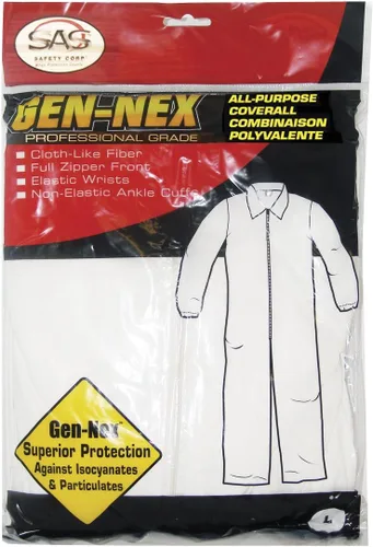 Vista 2 de SAS Safety 6854 Gen-Nex Painter's Coverall, Extra Large, White