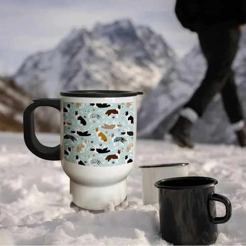 Vista 3 de 3dRose Border Collie Paws and Bones Dog Pattern 14oz Stainless Steel Travel Mug