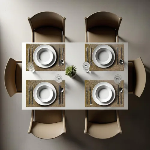 Vista 2 de Decozen Juego de 6 manteles individuales con diseño perforado para decoración de cocina, resistente a los arañazos, resistente a las manchas