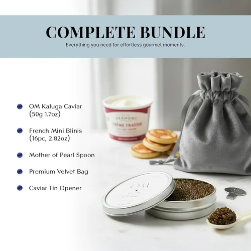 Vista 2 de OM Caviar Kaluga Hybrid Gift Set River Beluga Sturgeon Roe - 1.7oz/50g