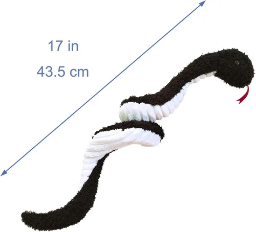 Vista 2 de Juguete de peluche negro de serpiente de peluche, suave juguete de peluche para niños y niñas, regalos para niños o novia, 17 pulgadas