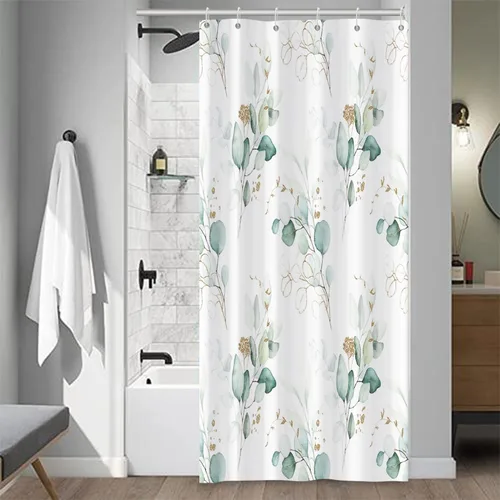 Vista 43 de Cortina de Ducha Floral Bohemia Negra Flores de Mediados de Siglo Botánica Moderna Elegante Estética Cortina de Ducha para Decoración de Baño