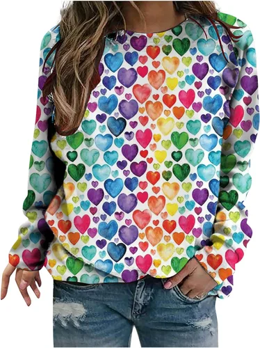 Vista 17 de Sudadera de manga larga con estampado de leopardo y corazón para mujer, para el día de San Valentín, sin botones, para niñas, regalos