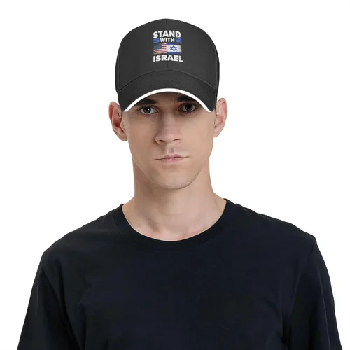 Vista 9 de Kkaingg Stand with Israel USA Flags, Support Israeli Baseball Cap Women Trucker Hat Men Dad Hat Adjustable Snapback Hat Black