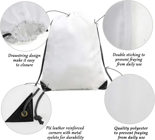 Vista 5 de BeeGreen Paquete de 40 mochilas con cordón y cuerda, ligera, para hacer ejercicio, gimnasio, deportes, paquete de 20, Blanco