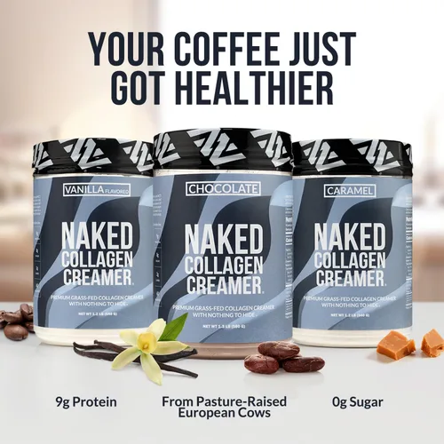 Vista 6 de Naked Crema de Café con Colágeno - Crema de Colágeno de Caramelo para Café - Sin Lácteos, Sin Gluten, Sin OMG - Apoya el Cabello, la Piel y las Uñas