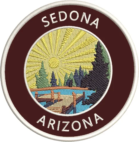 Vista 7 de Lake Dock - Sedona - Arizona - Bordado de 3.5 pulgadas para planchar o coser, parches decorativos para vacaciones, aventura, tema novedoso