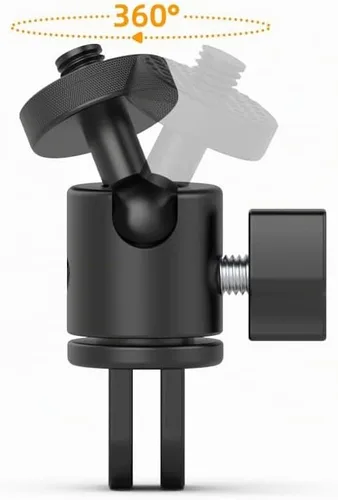 Vista 3 de Soporte de cámara de aluminio con rotación de 360 grados, montaje de adaptador ajustable de tornillo de 1/4, compatible con GoPro Hero Soporte