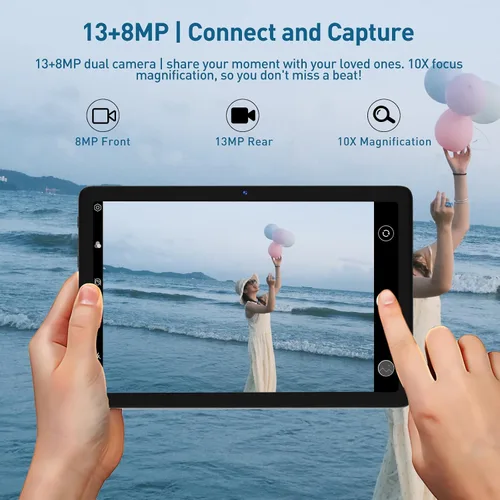 Vista 7 de Tablet Android de 10.1 pulgadas, 128 GB de almacenamiento, 8 GB (4+4) RAM, Octa-Core, tableta WiFi 5G, batería de 7000 mAh, BT 5.0, GPS, cámara