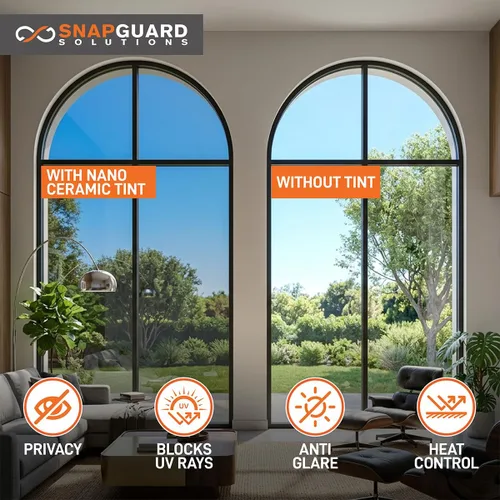 Vista 4 de Snapguard Solutions 70% VLT Nano Ceramic Home Window Tint - Rollo de película adhesiva de privacidad para puertas de oficina residencial, ventanas