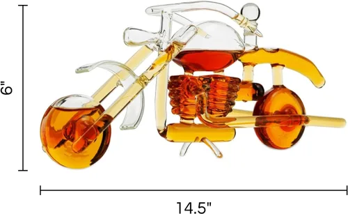 Vista 9 de Juego de decantador de whisky y vino en forma de motocicleta con regalos de motocicleta, regalos de moto, dispensador para vino, whisky escocés
