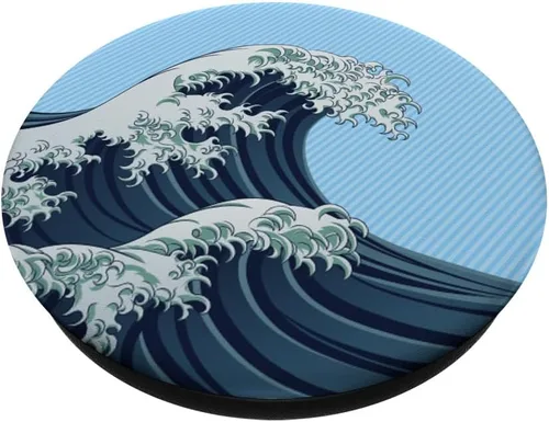 Vista 2 de The Great Wave of Kanagawa Anime Hokusai PopSockets PopGrip: agarre intercambiable para teléfonos y tabletas