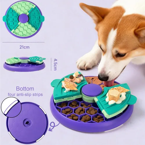 Vista 4 de Slow Feeder Dog Bowl, 2 Levels Rotatable Slow Eating Bowl Lick Mat