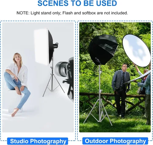 Vista 6 de Soporte de luz de fotografía resistente de acero inoxidable, trípode de iluminación de estudio acolchado de aire de 9.2 pies para luz rápida