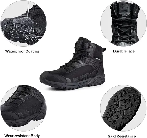 Vista 3 de FREE SOLDIER Men's Waterproof Hiking Boots Lightweight Work Boots Military Tactical Boots Durable Combat Boots