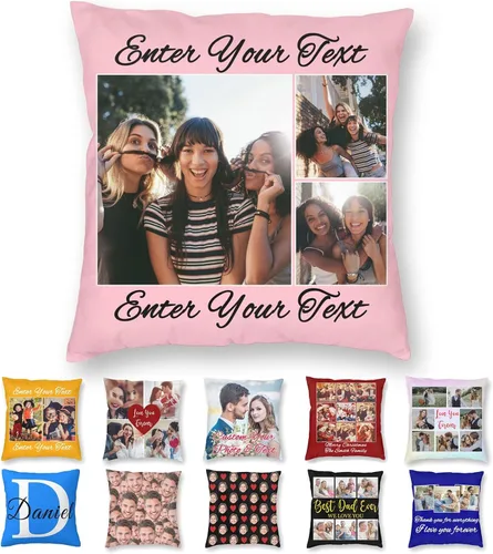 Vista 22 de Funda de almohada personalizada con texto de imagen, funda de almohada con foto personalizada, diseño personalizado para mamá, papá, amigos