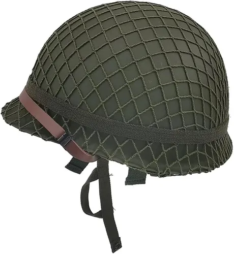 Vista 3 de WWII US WW2 Army M1 Casco de acero con red/lona correa de barbilla DIY pintura