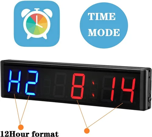 Vista 5 de Temporizador de gimnasio de 3 pulgadas, reloj de fitness para el hogar, Tabata, cuenta regresiva y superior con control remoto (azul rojo)