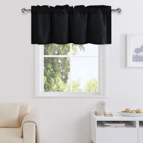 Vista 53 de DWCN Cortinas de Cenefa para Sala de Estar, Cocina, Baño/Sótano - Aqua Sólido, 1 Panel, 42 x 12 Pulgadas, Oscurecimiento de Habitación Solid Short